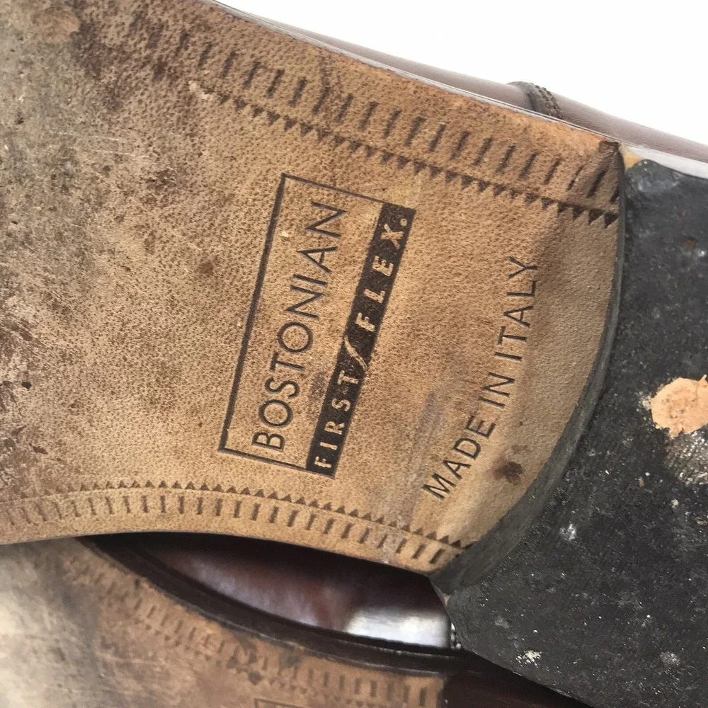 Bostonian Florentine Dress Shoes Men 8.5 M Brown Leather Apron Toe Made in Italy